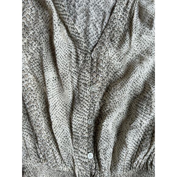 Rails Jasmine Cream Snakeskin Smocked Waist V-neck Mini Dress Size Small - Picture 5 of 8